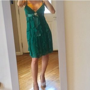 BCBGMaxAzria Green Silk Cocktail Dress